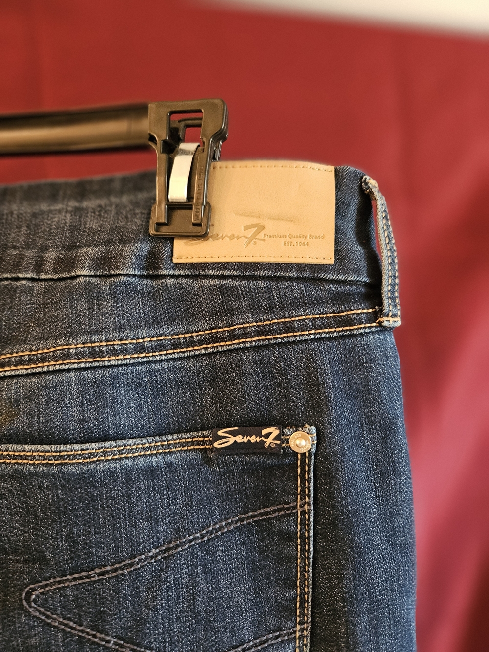 Women's Seven7 Dark Wash Tummyless High Rise Skinny Jeans - Blue - Picture 5 of 8